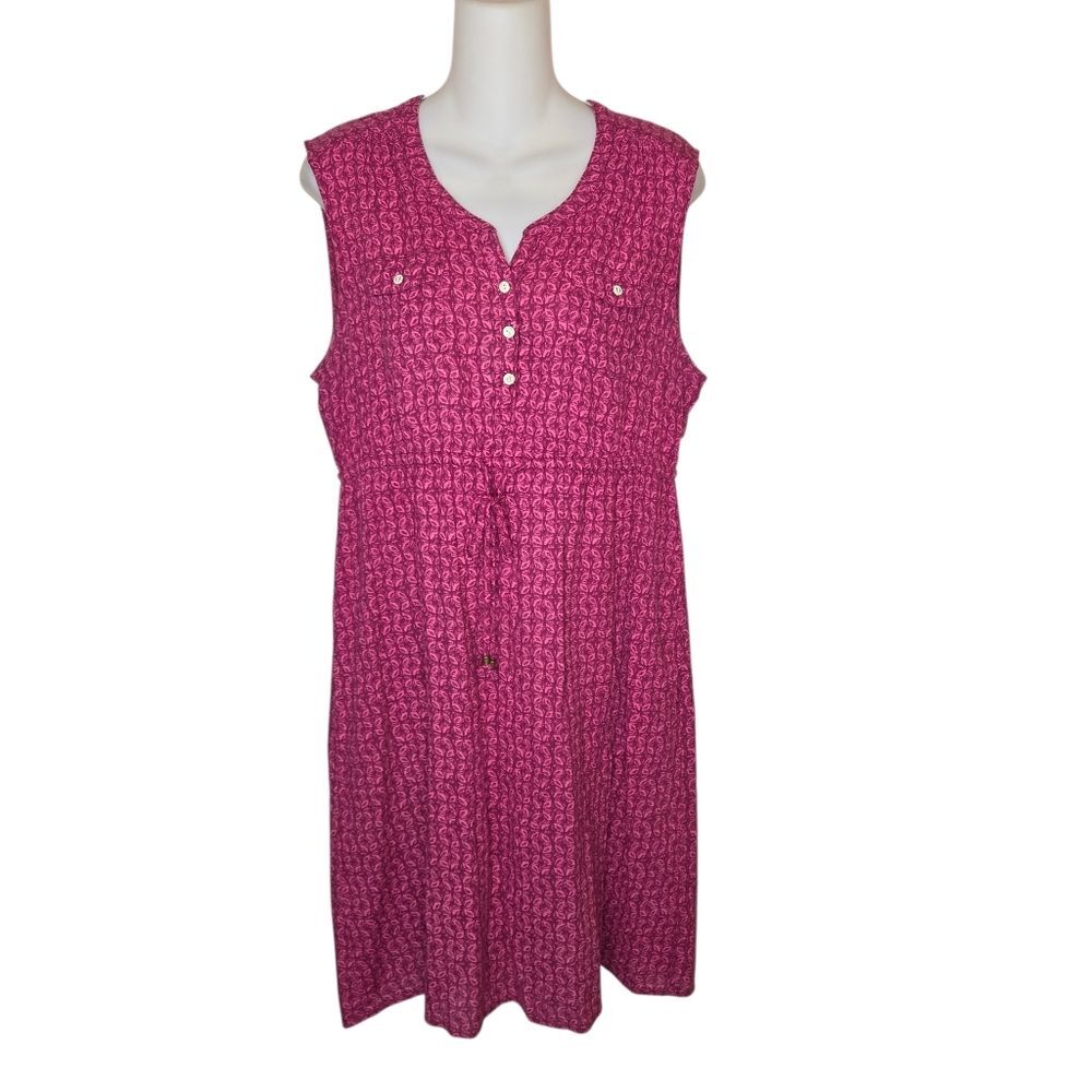 Eddie Bauer Fuchsia Printed Sleeveless Midi Sun Dress Size 10